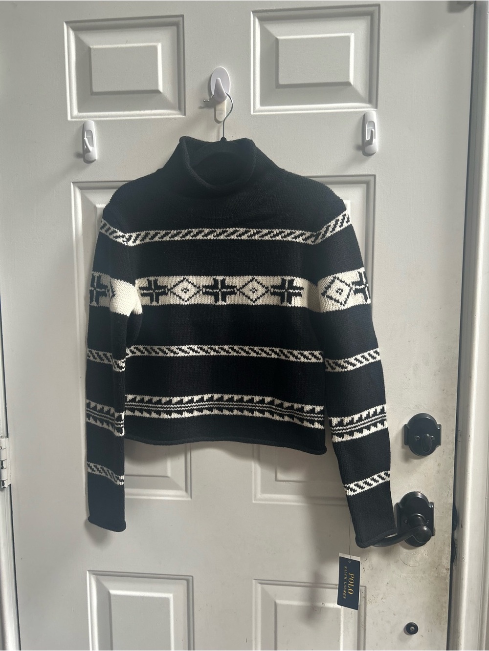 Ralph Lauren Black & White Patterned Turtleneck Sweater